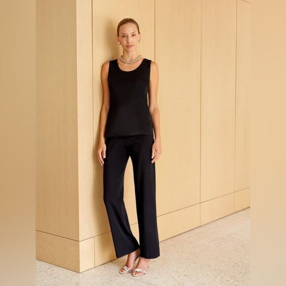 Exclusively‎ Misook Black Flowy Pants size Large pull on pant - Picture 1 of 10